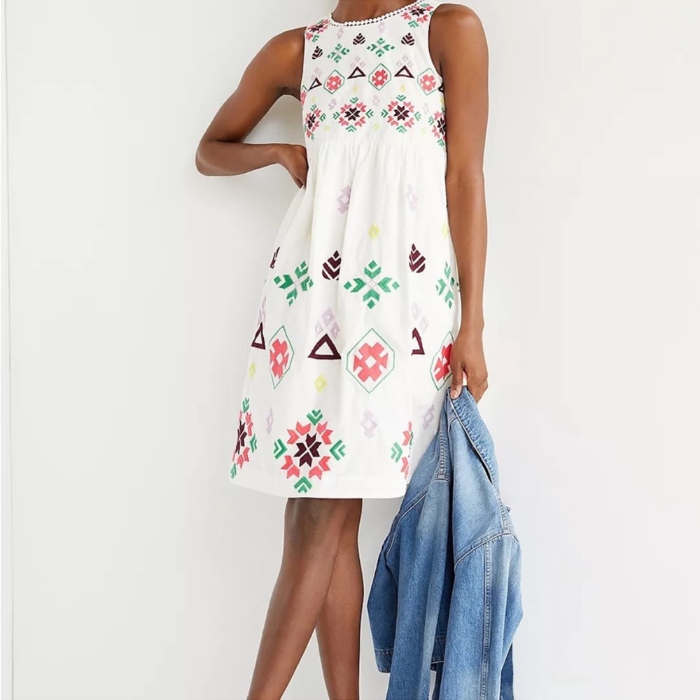 ANTHROPOLOGIE Size M Mini Dress Neutral Motif
